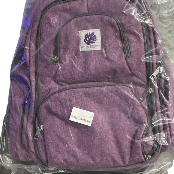 NWOT Little Wonders By Mihinoa Purple Back Pack Diaper Bag 3-Pc Set - Picture 6 of 6